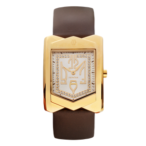 KLEYNOD Women's Gold Plated Watch with Brown Bracelet