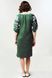 Green Linen Dress with White Embroidery, L