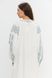 White dress with blue and gray embroidery, M