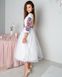 White Fatin Dress with Embroidered Flowers , S