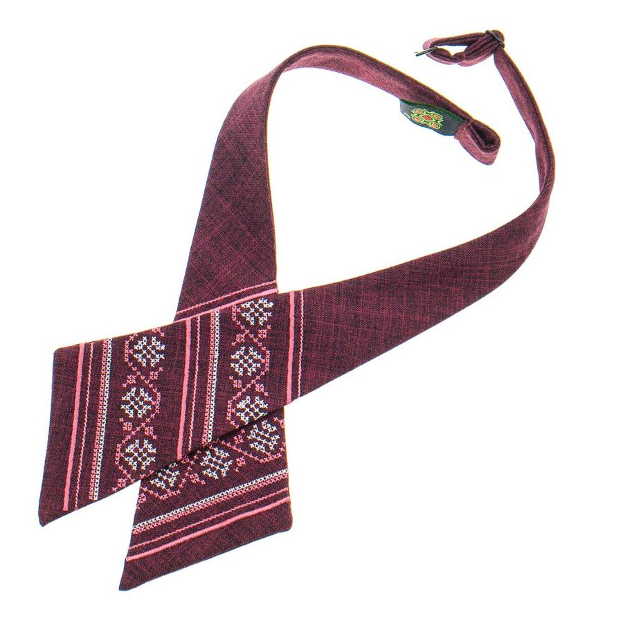 Крос-краватка жіноча з вишивкою, бордовий колір