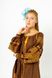 Linen Midi Dress in Brown Color, S