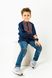 Boys' Embroidered Shirt in Dark Blue Color on Buttons, 152