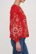 Women's Red Linen Shirt with Floral Ornament, 44