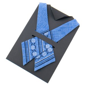 Ladies Crossover Tie with Embroidery in Blue Color