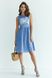 Sleeveless Blue Dress with White Floral Embroidery, XS