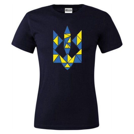 Men's Black T-Shirt with yellow-blue Tryzub, XXL