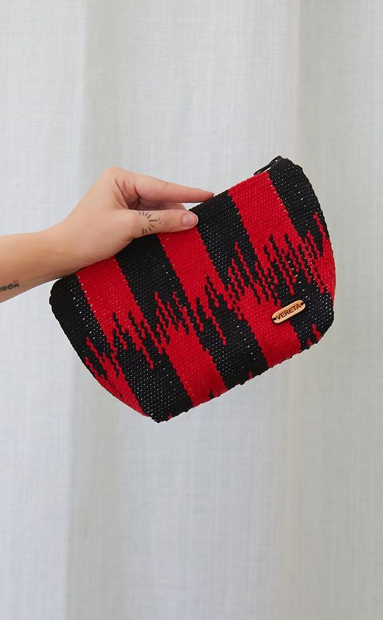 Cosmetic bag in red and black