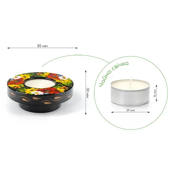 Petrykivka Painting Wooden Candlestick