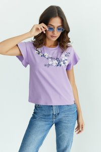 Women's Lavender Blue Blouse with Delicate Embroidery , XS