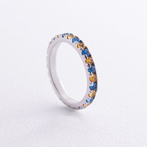 Ring with yellow and blue stones, 15,5