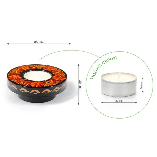 Petrykivka Painting Wooden Candlestick