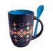 Black Ceramic Mug "Colorful Embroidery"