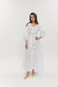 Women's long dress in white on white, 34
