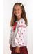 Girls' Embroidered Shirts in White Cotton with Red Ornament, 158