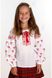 Girls' Embroidered Shirts in White Cotton with Red Ornament, 158