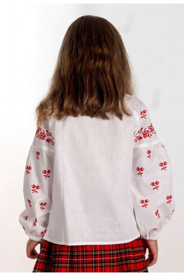 Вишита сорочка для дівчинки, червони орнамент, 128