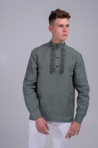 Men's Khaki Shirt with Khaki Embroidery, 48