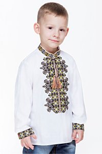 White Cotton Boys' Embroidered Shirt, 152