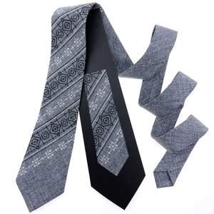 Grey embroidered tie