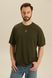 Men's khaki T-shirt with embroidered Tryzub, S