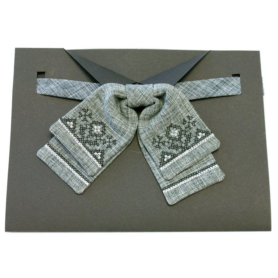 Women's Embroidered Bow Tie in Gray Color