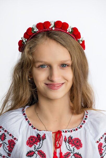Red Headband with Small White Flowers