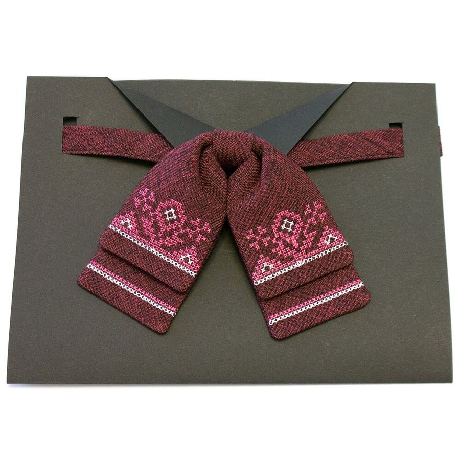 Burgundy Neck Tie for Ladies with Embroidery