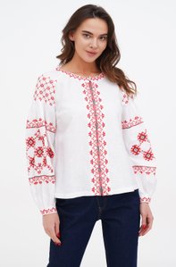 Women's shirt in white color with red embroidery, 42