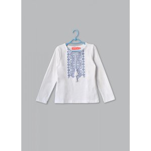 T-shirt for girls, long sleeves with red embroidery, 80