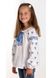 Girls' Embroidered Shirts in White Cotton with Blue Ornament, 158