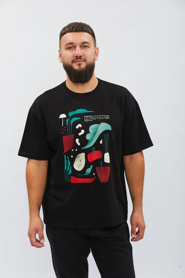 Unisex T-shirt with “Borscht” print, black, XS