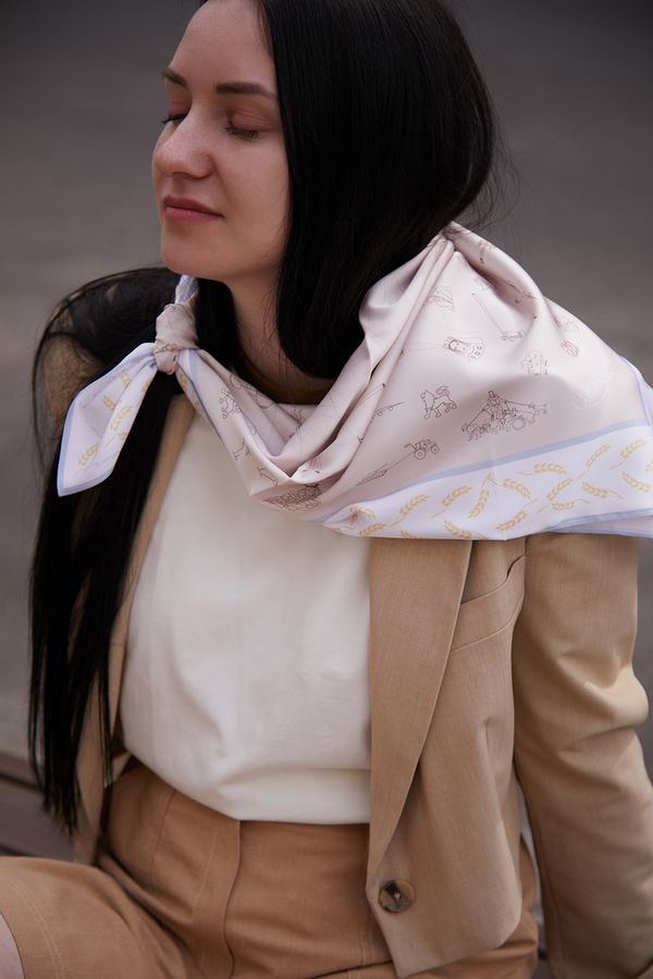 Beige scarf "Brave Ukraine"