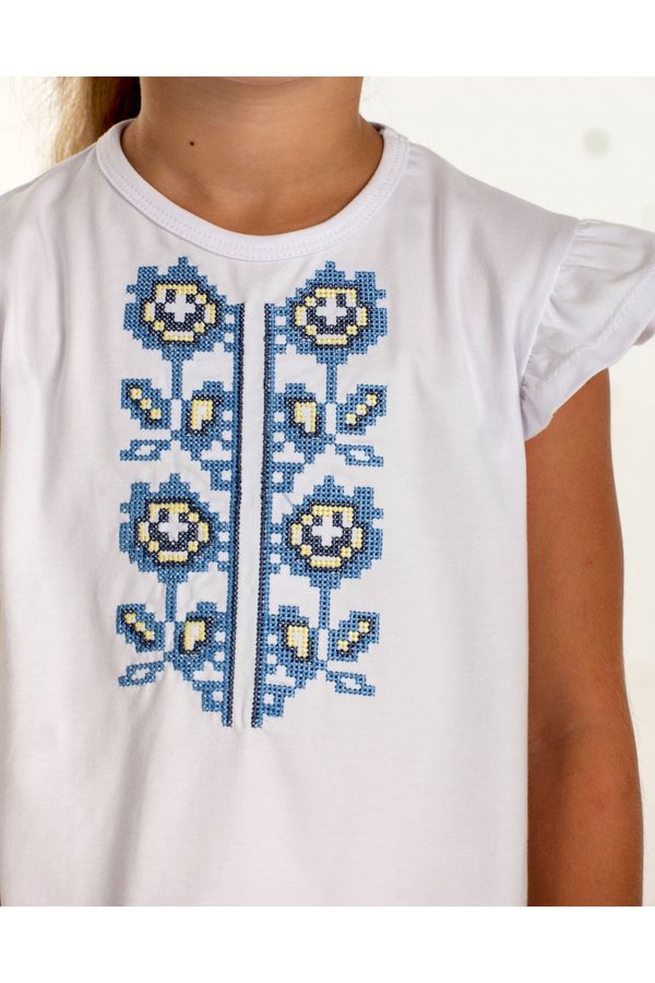 Sleeveless Embroidered T-shirt for Girls , 122