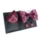 Bordeaux Embroidered Set, Bow Tie & Pocket Square & Cufflinks