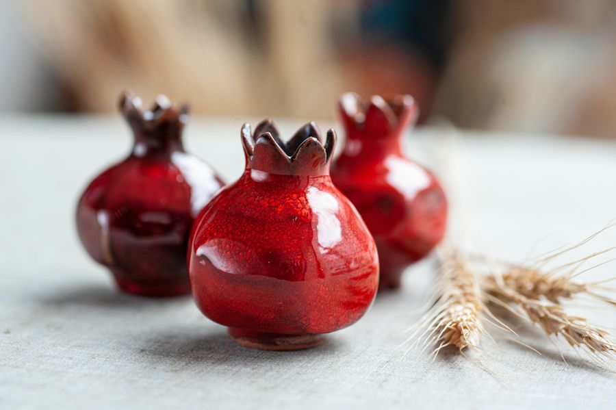 Decorative Red Pomegranate Figurine, Small