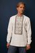 Men's White Shirt with Blue and Beige Embroidery, 46