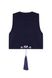 Vest "Thistle" embroidery coloured, linen navy blue, M/L