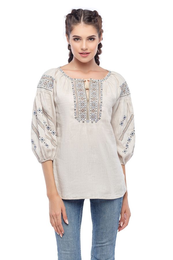 Women's Grey Embroidered Shirt, S