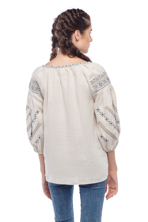 Women's Grey Embroidered Shirt, XL