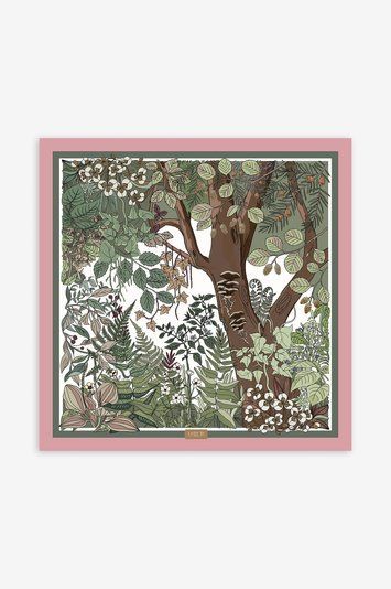 Silk scarf &ldquo;Primeval Forest&rdquo;, pink