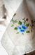 Скатертина ручної роботи, блакитні квіти, 210×150 см