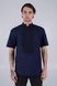 Men's Dark-Blue Linen Shirt with Black Embroidery, 48