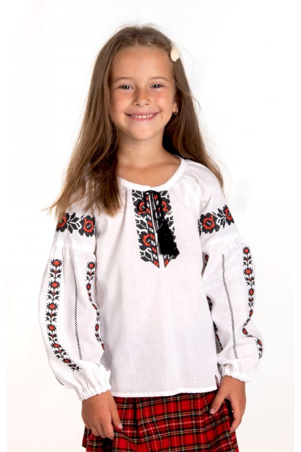 Cotton Embroidered Shirt for Girls, 128