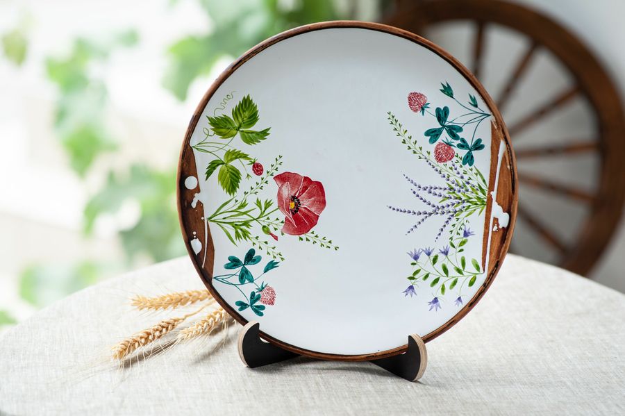 Floral Handmade Pottery Serving Plate