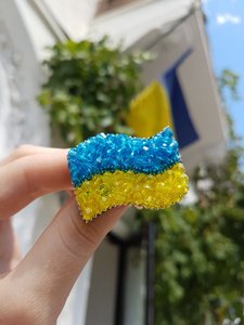 Брошка "Прапор України", кришталь