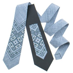 Classic Embroidered Tie in Bright Gray Color