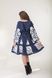 Dark-blue Linen Embroidered Dress with White Flowers (Defect), S