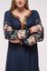 Women's Dark-blue Dress with Embroidered Flowers, 36
