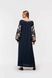 Women's Dark-blue Dress with Embroidered Flowers, 36